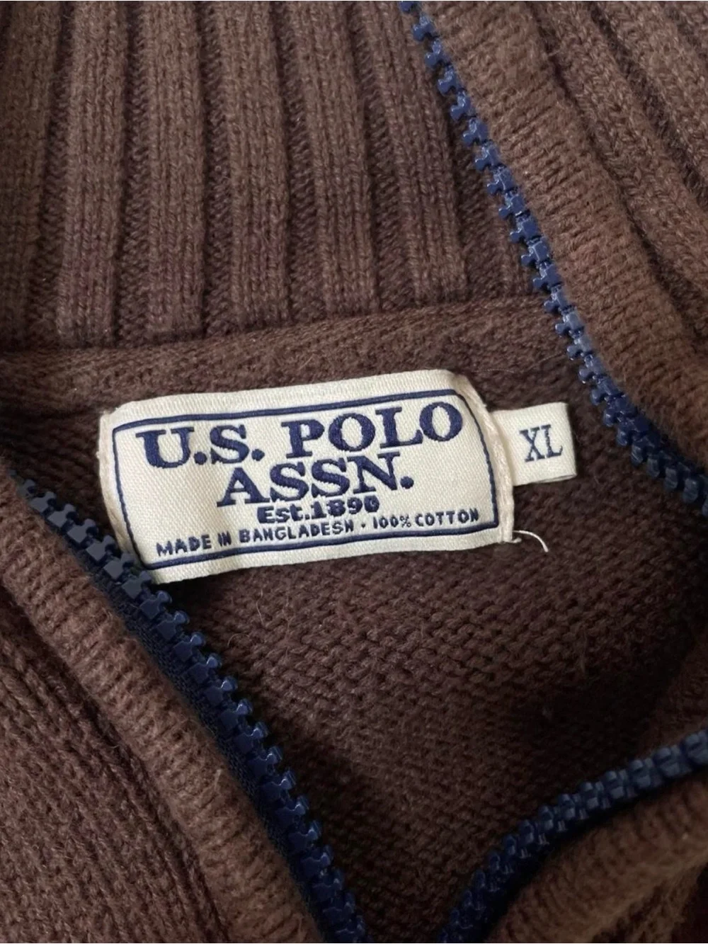 Vintage Polo Assn. Brown Quarter Zip